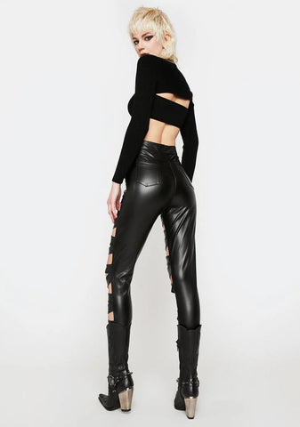 Wicked Excellent Taste Vinyl Cutout Pants