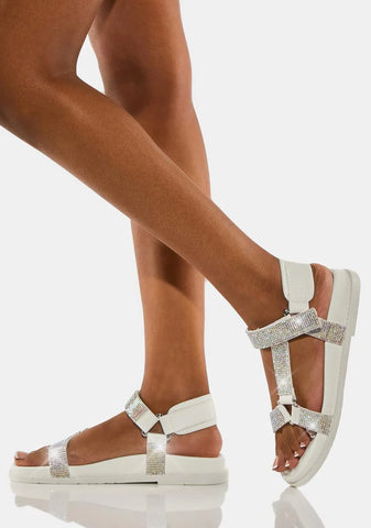 White Here For The Banter Flatform Sandals