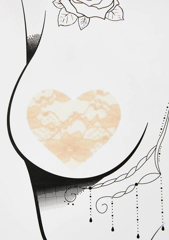 Nude Lace Heart Pasties