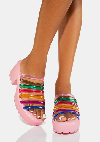 Strappy Rainbow Platform Sandals