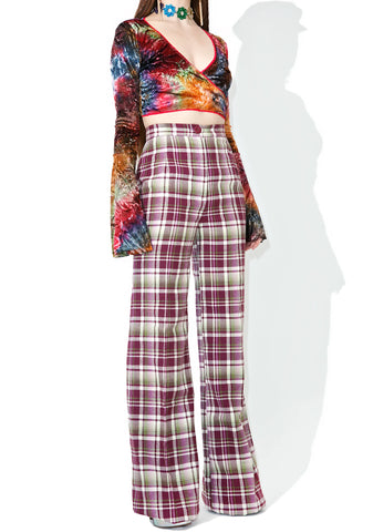 Vintage Purple Plaid High Waisted Pants