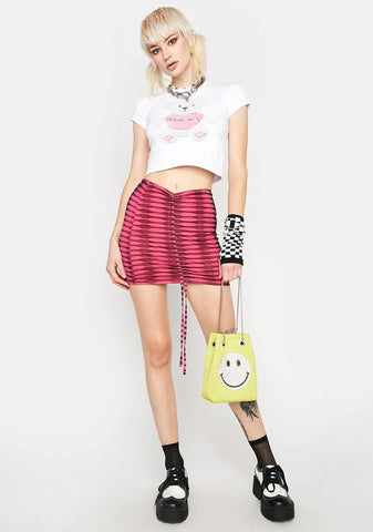 Anisa Drawstring Mesh Mini Skirt