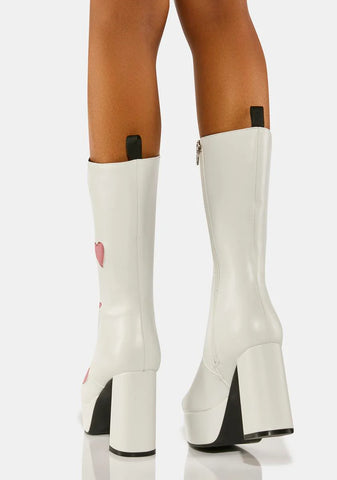 White Believe That Platform Boots