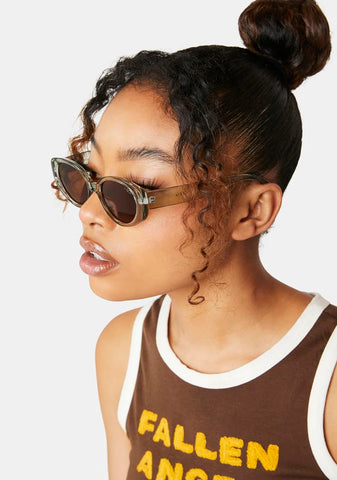 Marley Mint Brown Oval Sunglasses