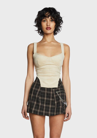 Bone Squared Hem Bustier Top