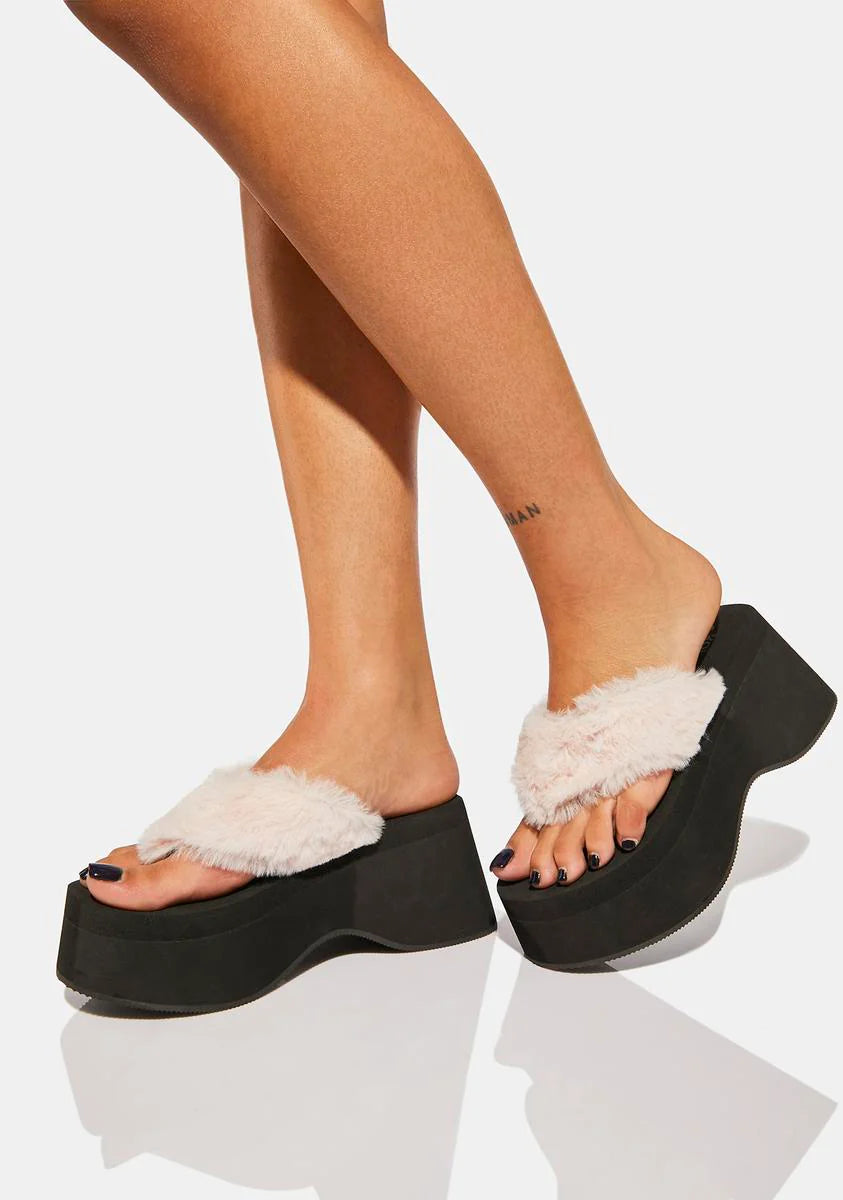 Sugar Paws Fluffy Flatform Sandals