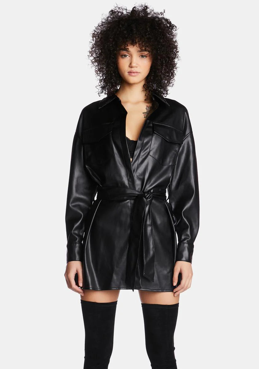 No Permission Needed Vegan Leather Dress