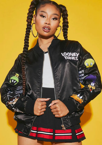 Tooning In Patched Bomber Jacket