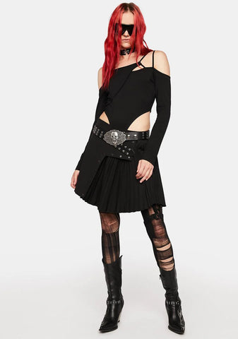 Dark Spice Asymmetric Hollow Out Bodysuit