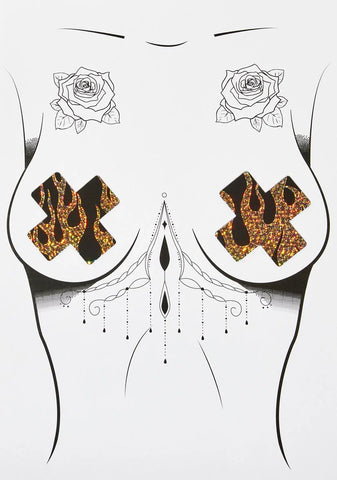 Robo Meltdown Holographic Flame X Factor Pasties