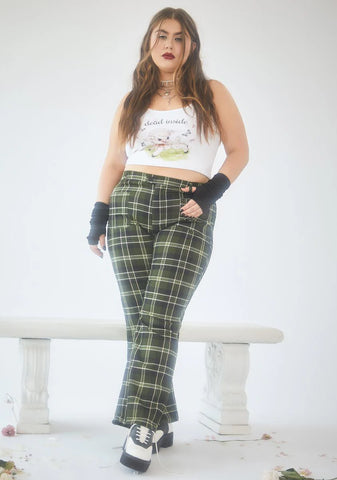 Olive She's Not So Innocent Plaid Pants