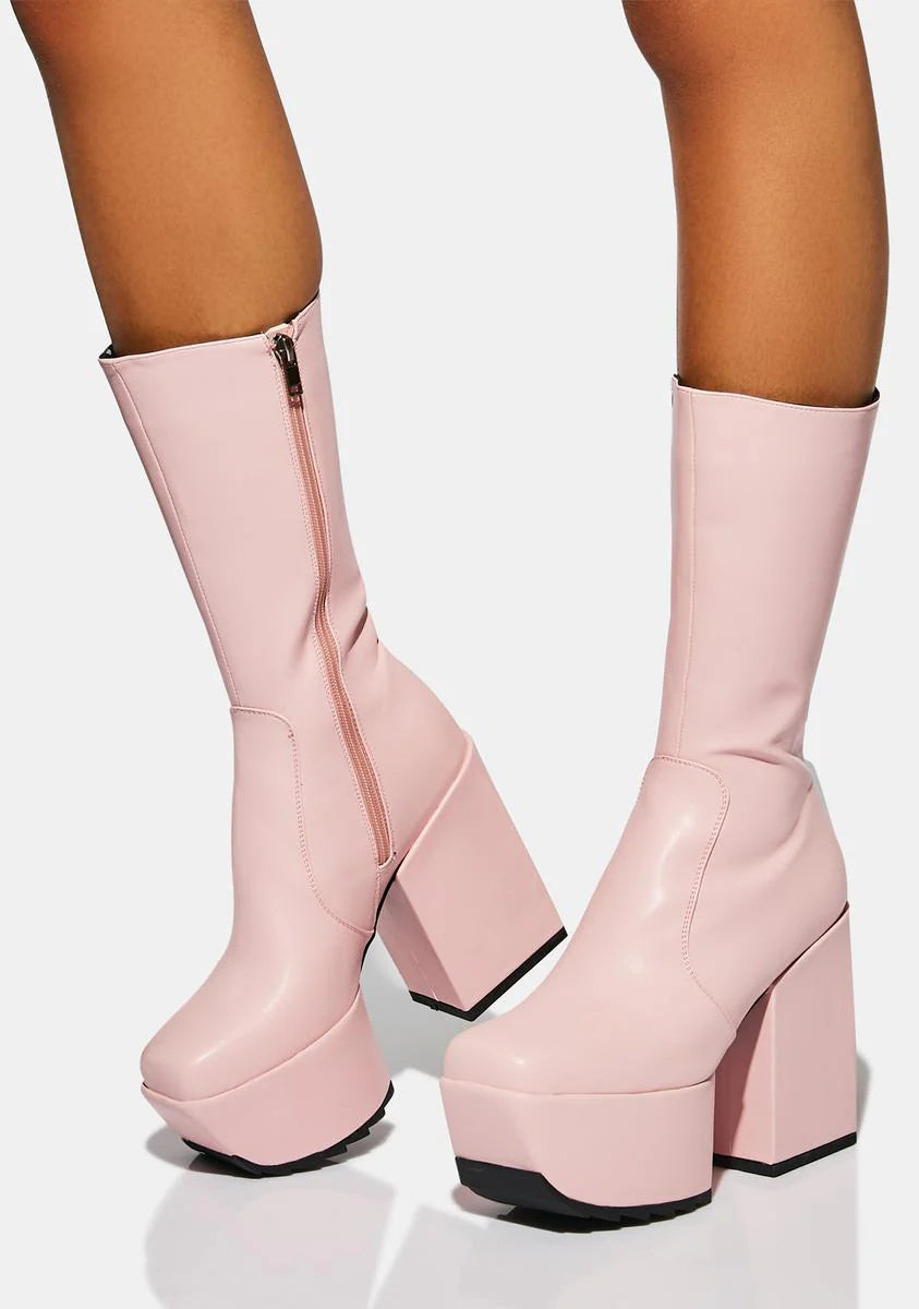 Pink Magnolia Platform Boots