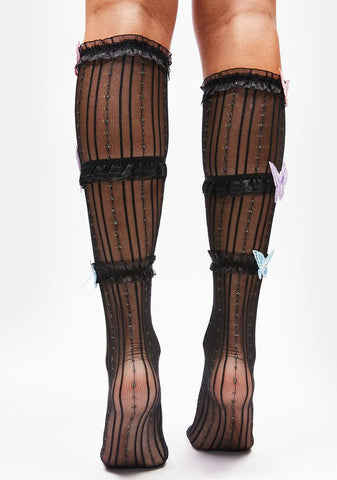 Feeling Butterflies Sheer Tall Socks