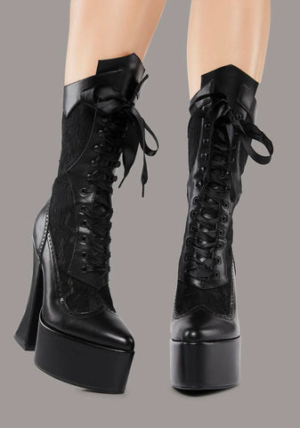 Dark Restless Angel Platform Boots