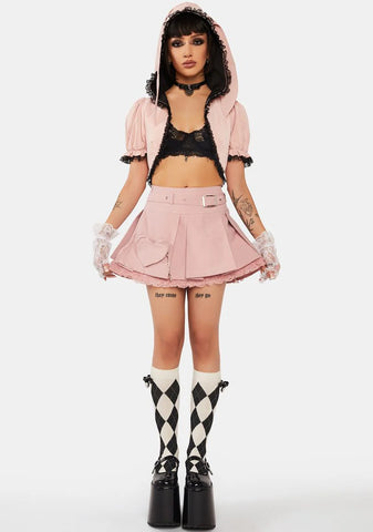 Alternative Rebel Heart Bag Pleated Mini Skirt
