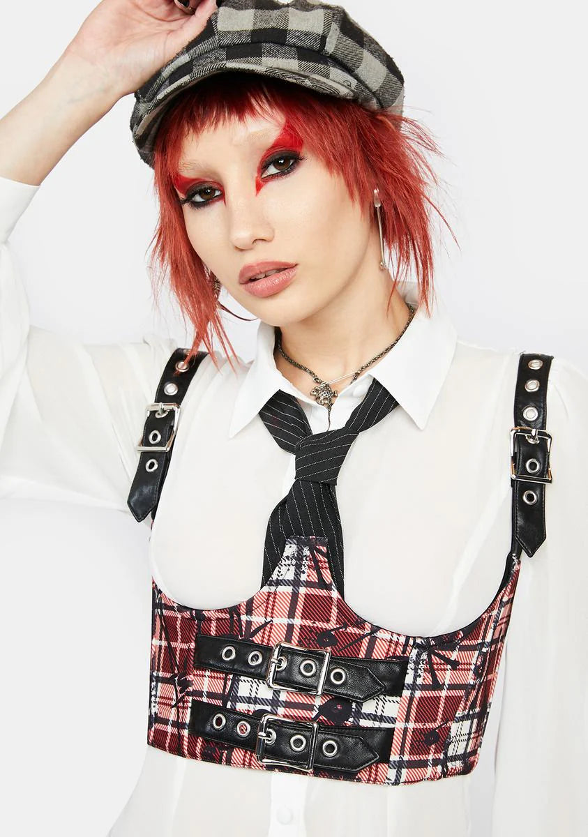 Lust Or Envy Plaid Underbust Corset