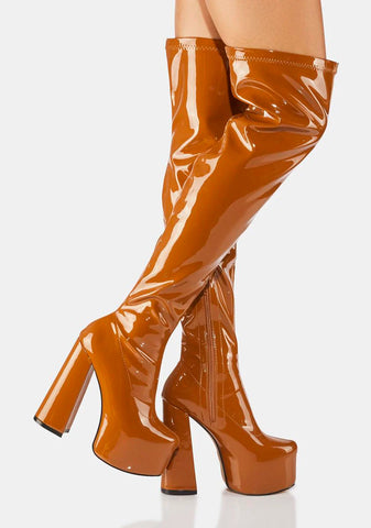 Sky Thigh High Platform Boots