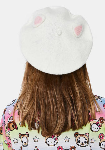 Blanc Are You Furreal Beret