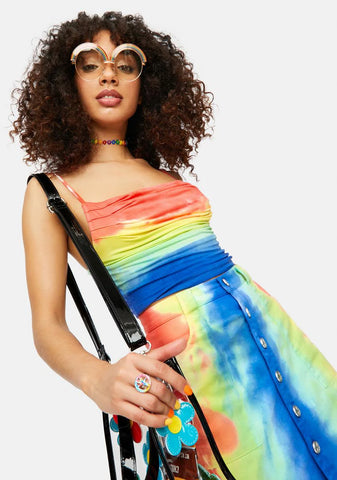 Righteous Mood Rainbow Tie Dye Cowl Neck Tank