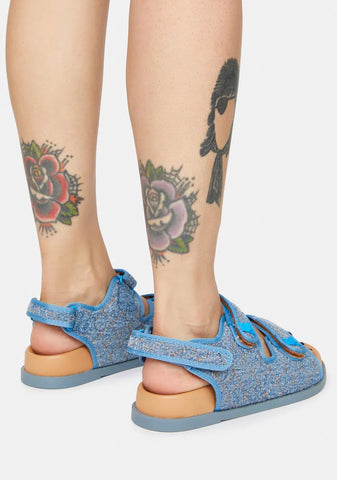 Aqua Carmen Denim Flat Sandals