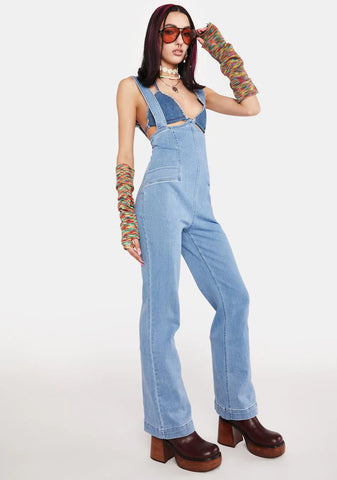 So Suspenseful Denim Jumpsuit
