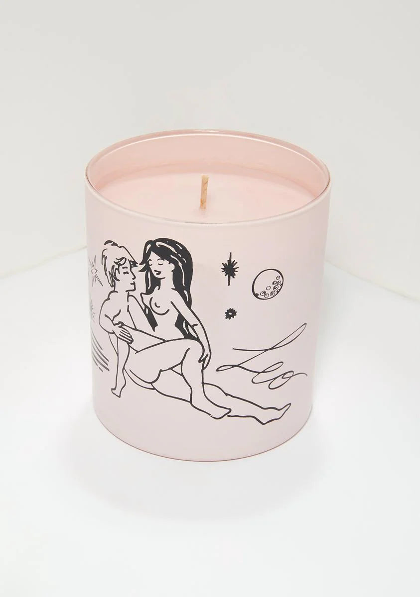 Pink Leo Zodiac Massage Candle