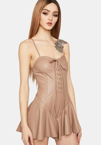 Taupe Maximized Pleasure Mini Dress