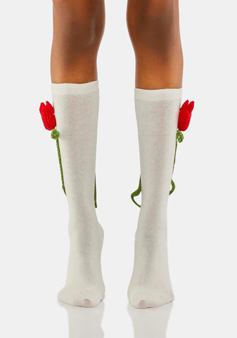Youth Bloom Crochet Socks