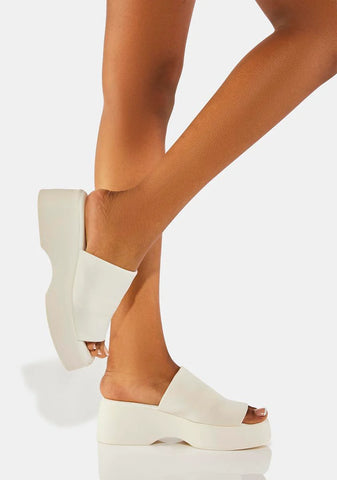 White Slinky Slide Sandals