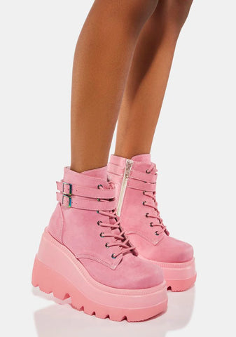 Pink Suede Technopagan Boots