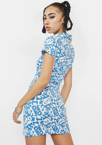 Love Checker Blue Jeeves Mini Dress