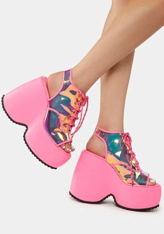 Pink Saphira Platform Wedges