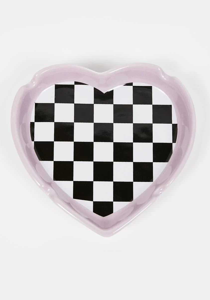 Checkerboard Heart Ash Tray