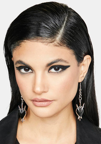 Dance Or Die Dagger Heart Earrings