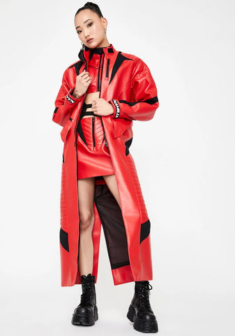 Red Motocross Long Coat