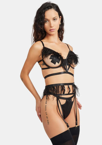 Ink Classy Rules Feather Lingerie Set