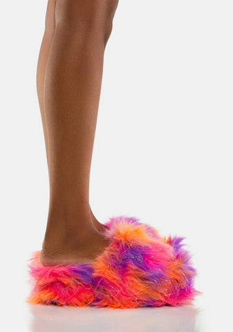 Sparkle Moment Faux Fur Slides