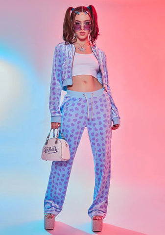 Loyal Maneater Velour Track Pants-Blue