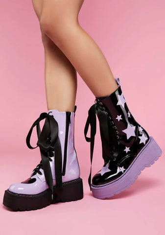 Love Galaxy Mismatched Combat Boots