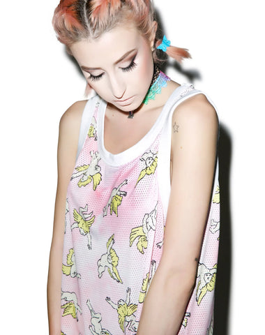 Risen Sky Mesh Tank - Light Blue