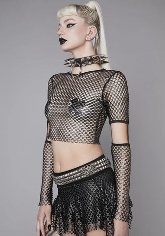 Raising Hell Fishnet Crop Top