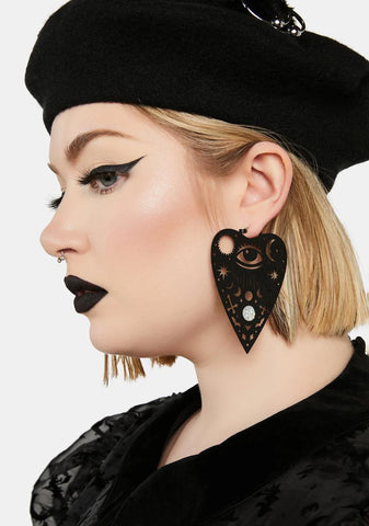 Mystical Ouija Planchette Hoop Earrings