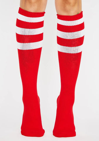 Babe Team Striped Thigh Highs