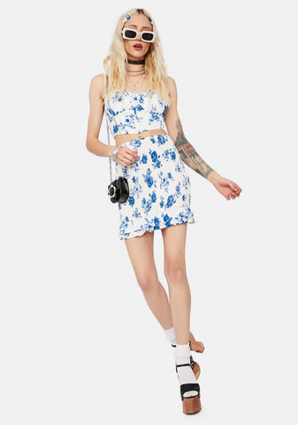 Rose Garden Floral Corset Top & Skirt Set