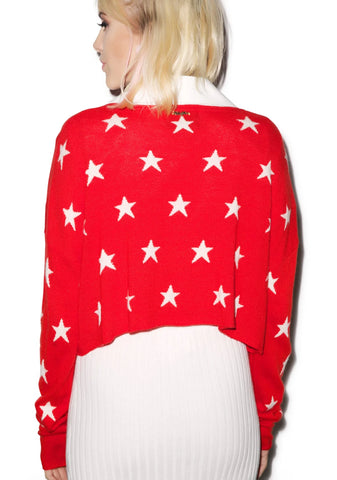 Starlight Cropped Billy Sweater - Dark Pink