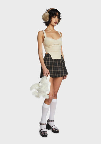 Bone Squared Hem Bustier Top