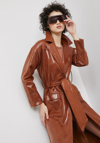 Rise To The Top Patent Trench Coat