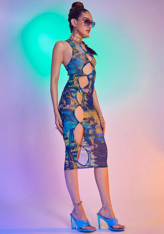 Abstract Burn Midi Dress