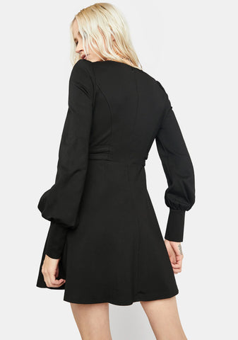 Dark Lotus Leaf V-Neck Dress