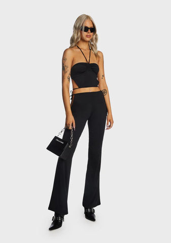 Strappy Crop Cami And Cut Out Pants Set